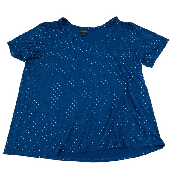 J.Jill Wearever Collection Blue Polka Dot V-Neck Short Sleeve Top XL Rayon/Spand - Picture 1 of 7